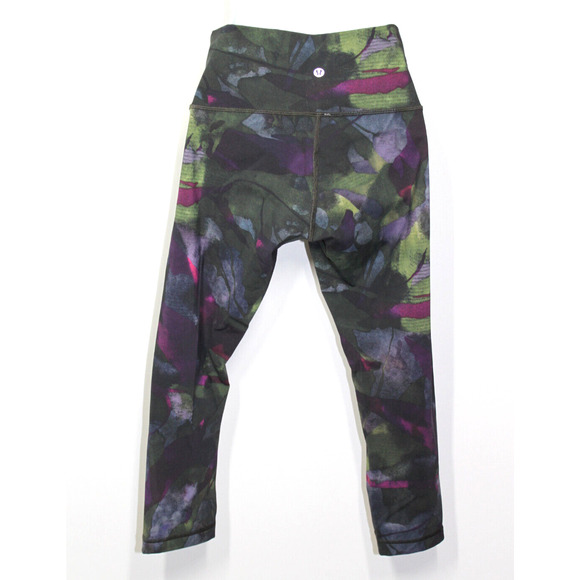 B0 Auth LULULEMON Wunder Under Crop Camo Print Full-On Luxtreme Pants Sz 6 - Picture 3 of 4